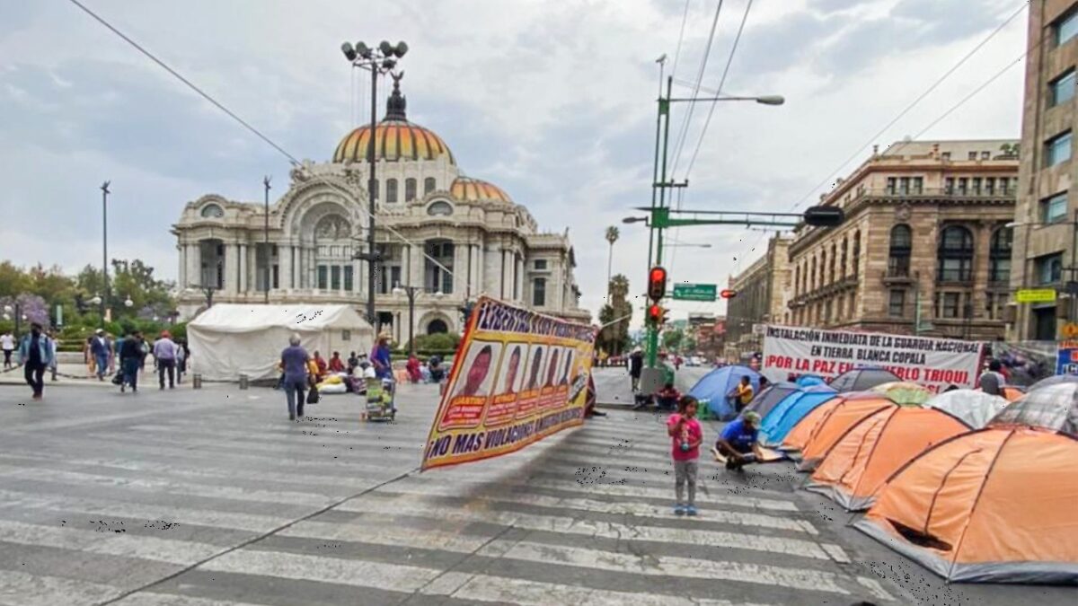 Triquis plantón Bellas Artes