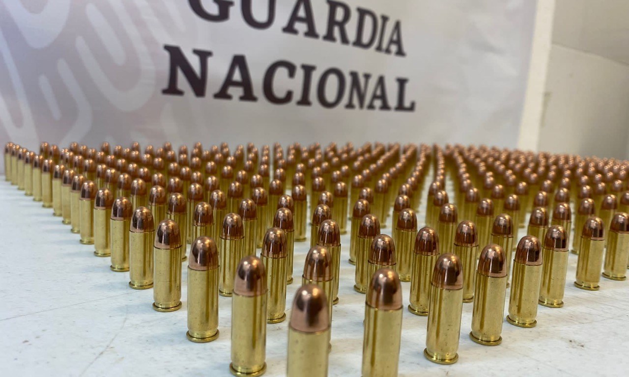 Cartuchos útiles para arma de fuego aseguraos por la Guardia Nacional