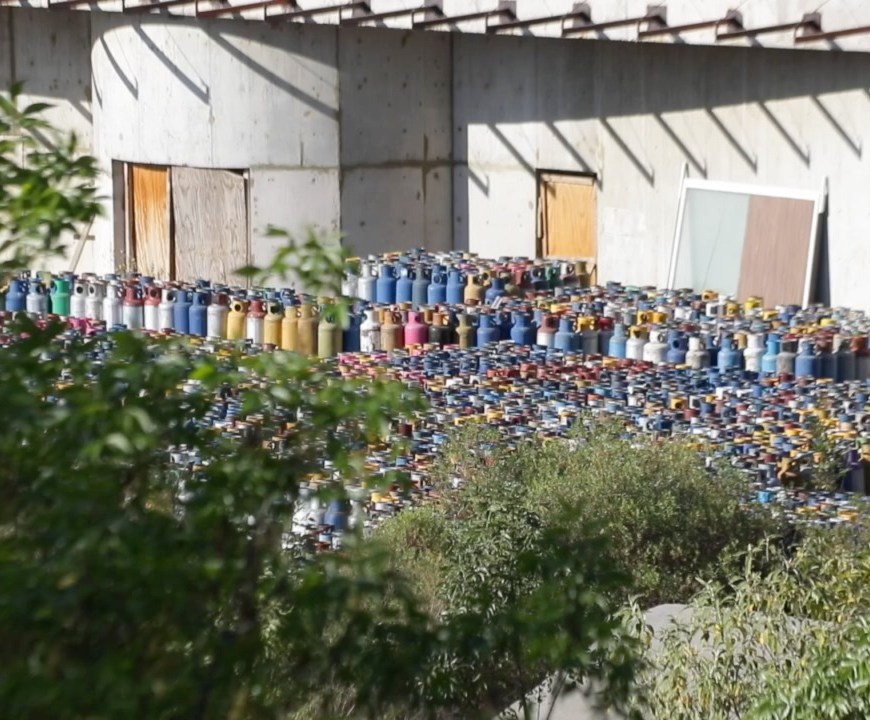 Cementerio de cilindros de gas lp