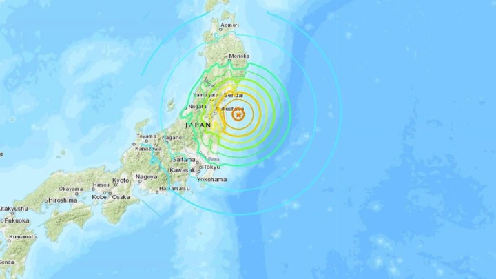 Epicentro de sismo en Japón