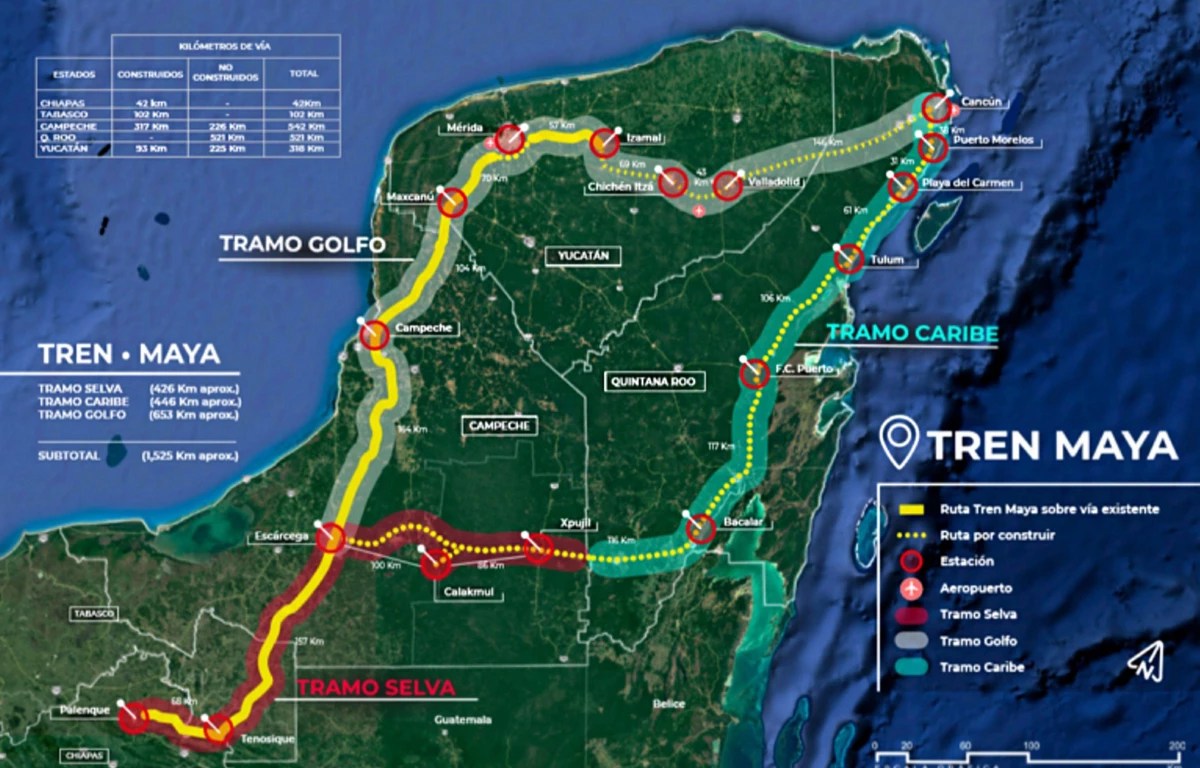 Mapa del tren Maya