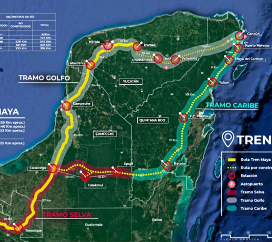 Mapa del tren Maya
