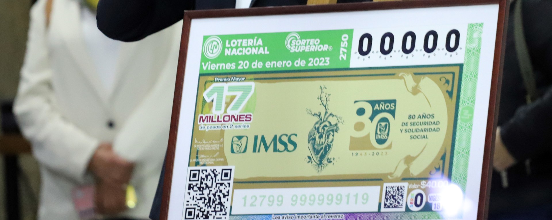 Billete de lotería por 80 aniversario del IMSS