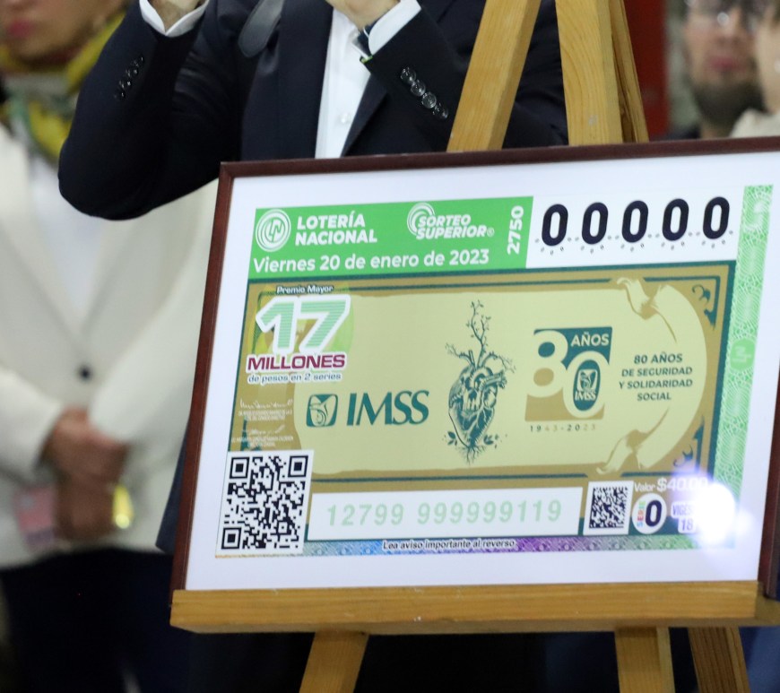 Billete de lotería por 80 aniversario del IMSS
