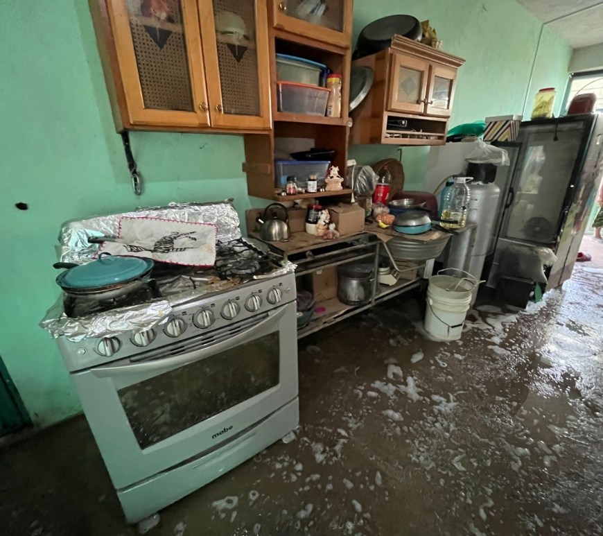 Hogares afectados por inundación en Pachuca, Hidalgo