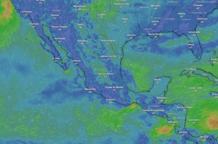 Vista de México desde el satélite de este martes 25 de julio de 2023