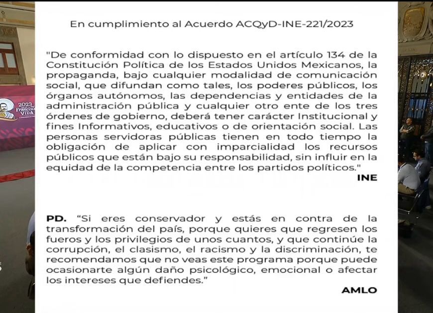 Anuncio en mañaera del INE