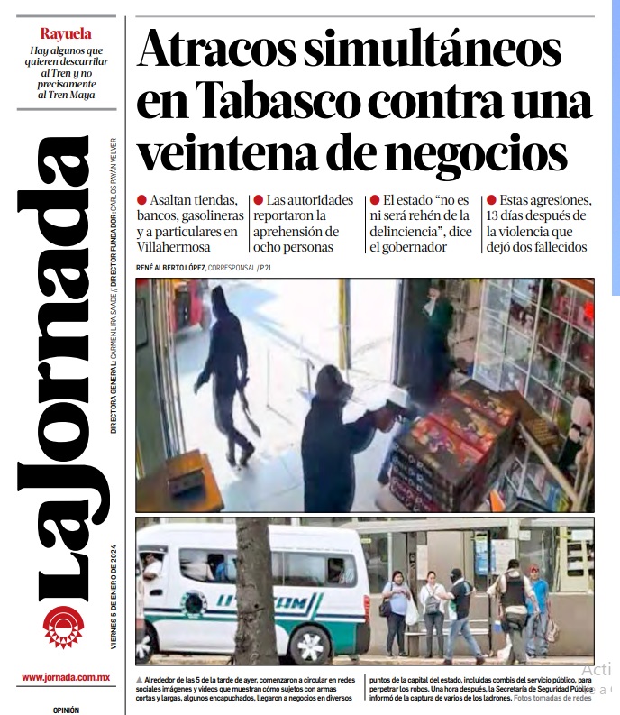 Contraportada del diario La Jornada