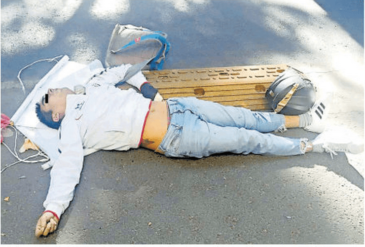 Persona en el piso accidentada