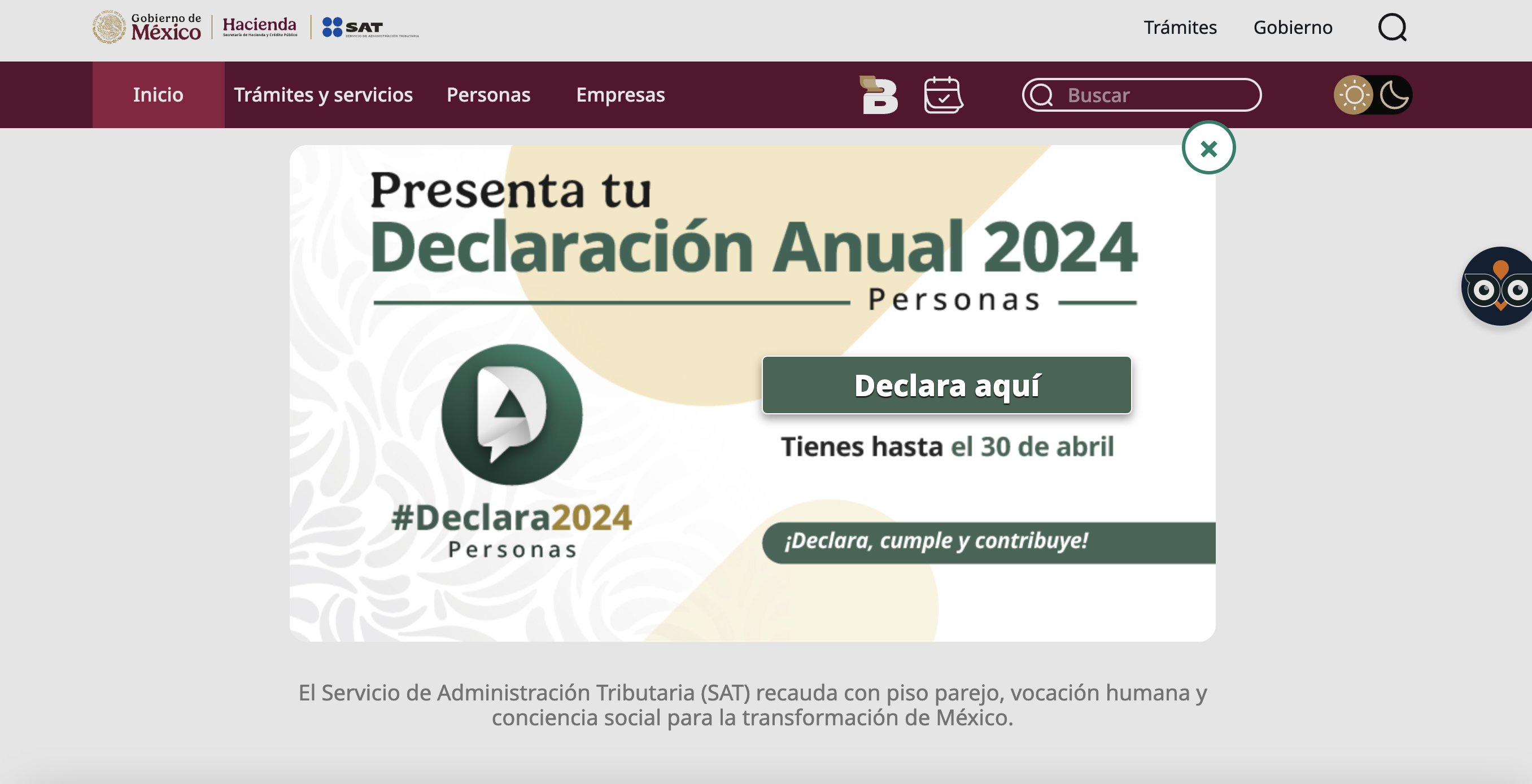 Página del SAT
