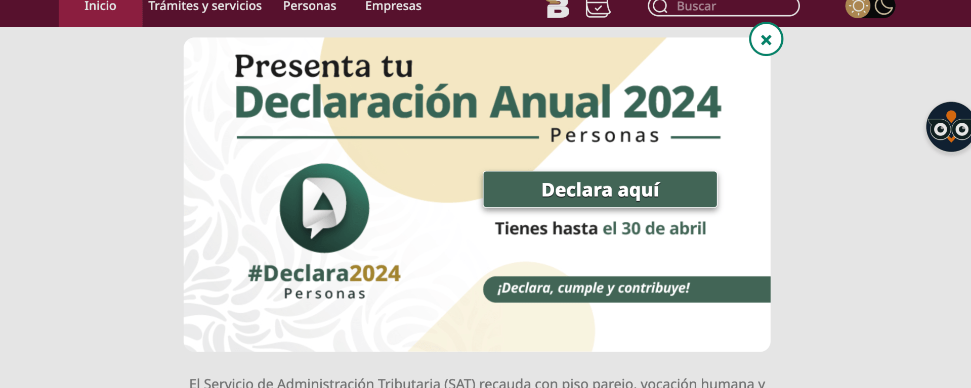 Página del SAT