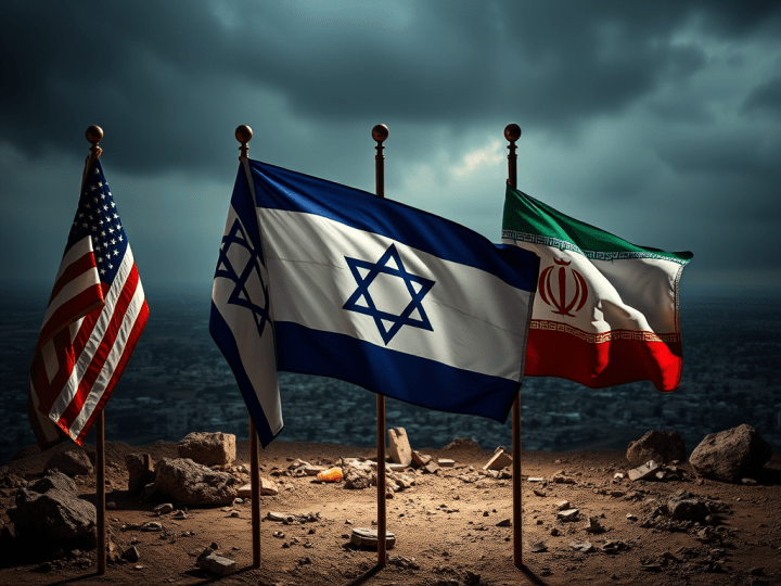 Banderas de EU, Israel e Iran