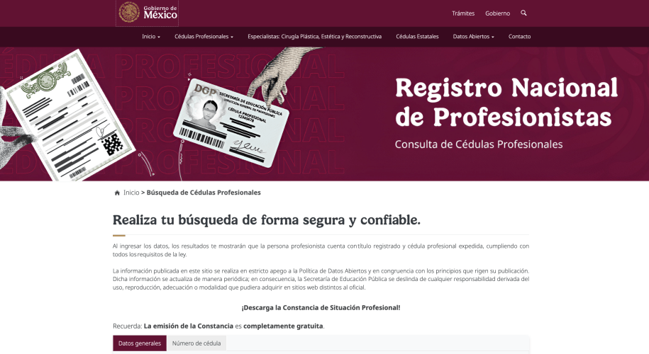 Registro nacional de profesionistas