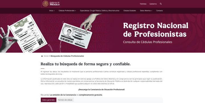 Registro nacional de profesionistas