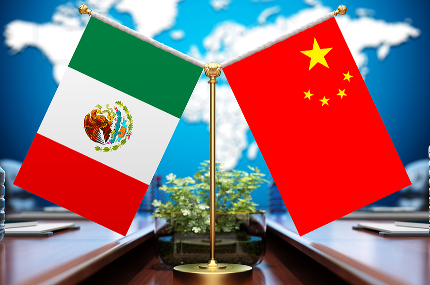 Banderas Mexico y China