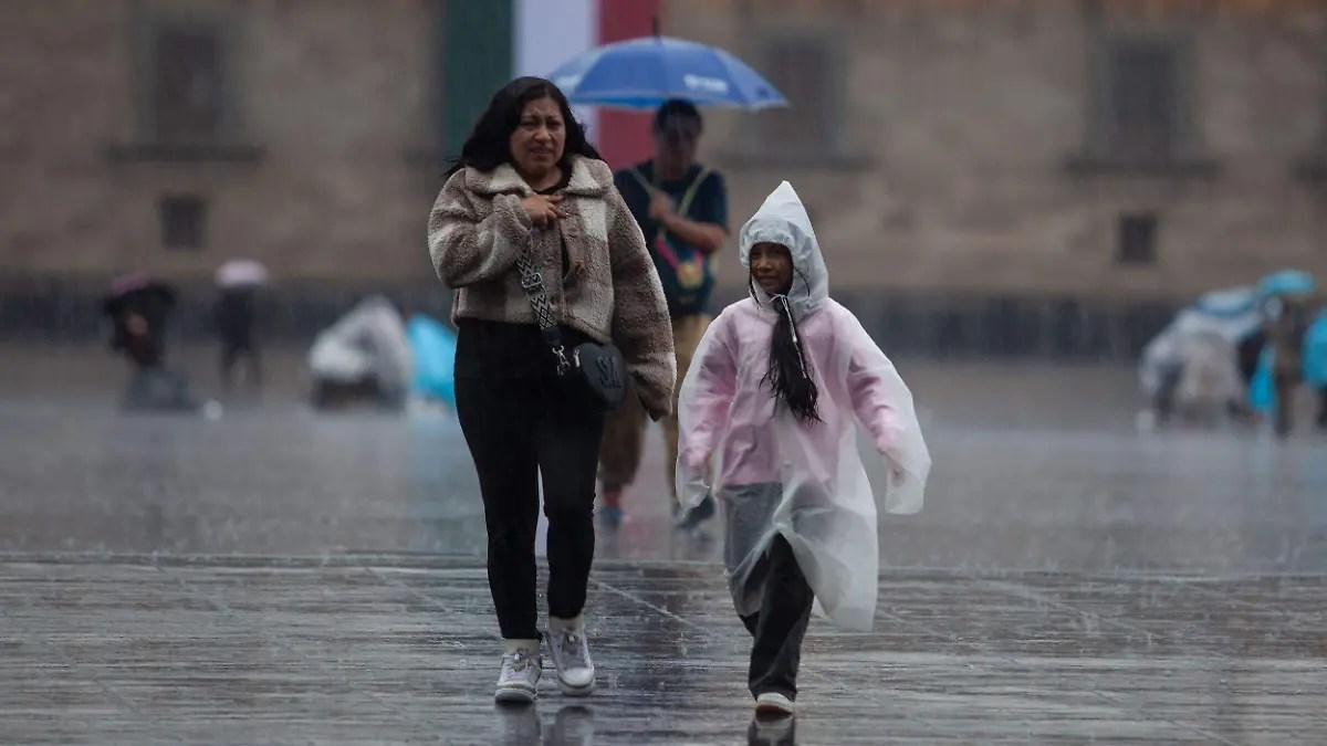 Personas y lluvia
