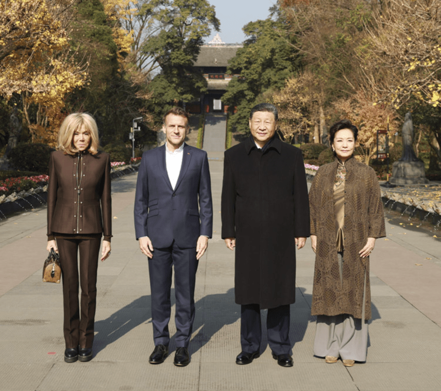 Emmanuel Macron y Xi Jinping