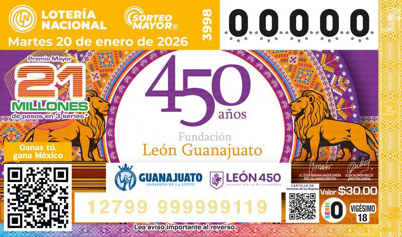 Billete del Sorteo Mayor No. 3998