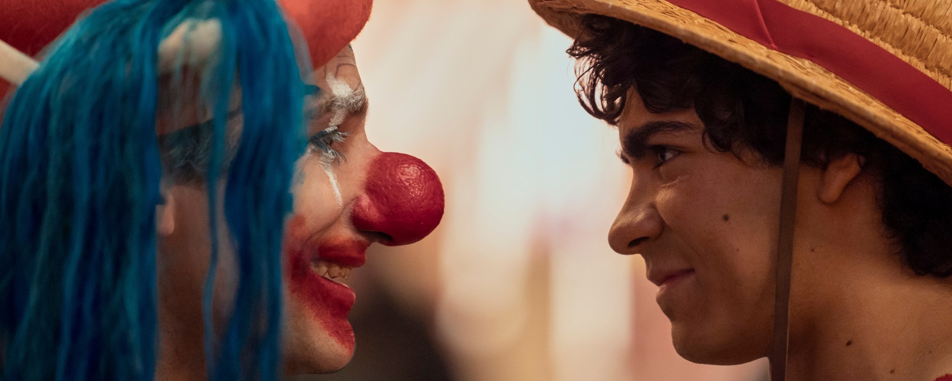 One Piece. (L to R) Jeff Ward as Buggy, Iñaki Godoy as Monkey D. Luffy in season 2 of One Piece. Cr. Casey Crafford/Netflix © 2026