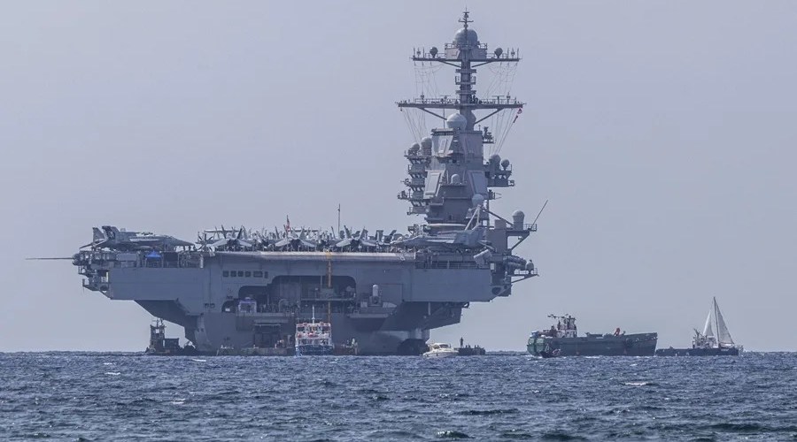 Imagen de archivo del portaviones nuclear estadounidense USS Gerald R. Ford. EFE/ Cati Cladera