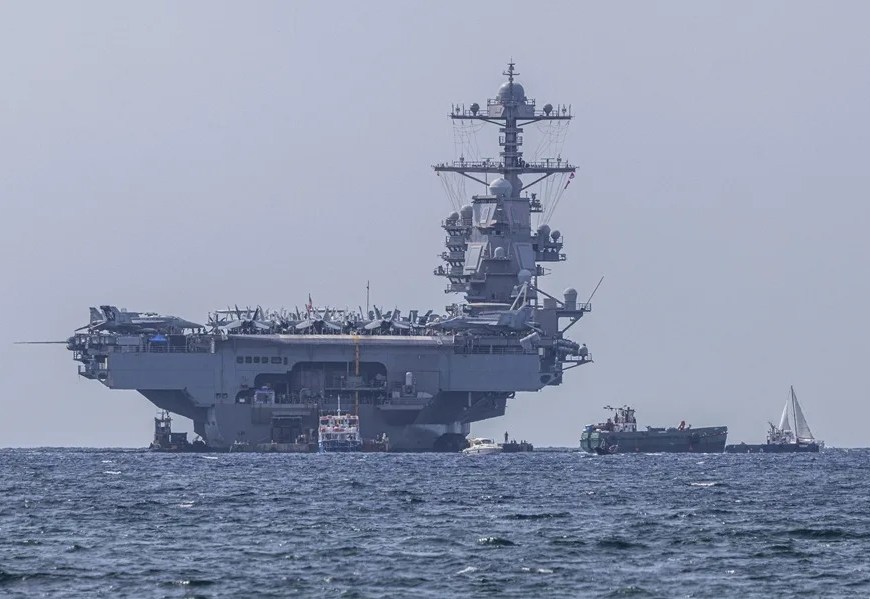 Imagen de archivo del portaviones nuclear estadounidense USS Gerald R. Ford. EFE/ Cati Cladera