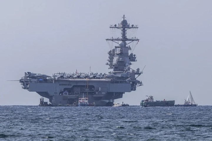 Imagen de archivo del portaviones nuclear estadounidense USS Gerald R. Ford. EFE/ Cati Cladera

