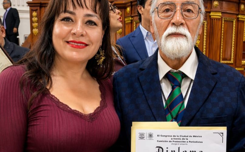 Diputada Xóchitl Bravo y el periodista Luiz Muñoz