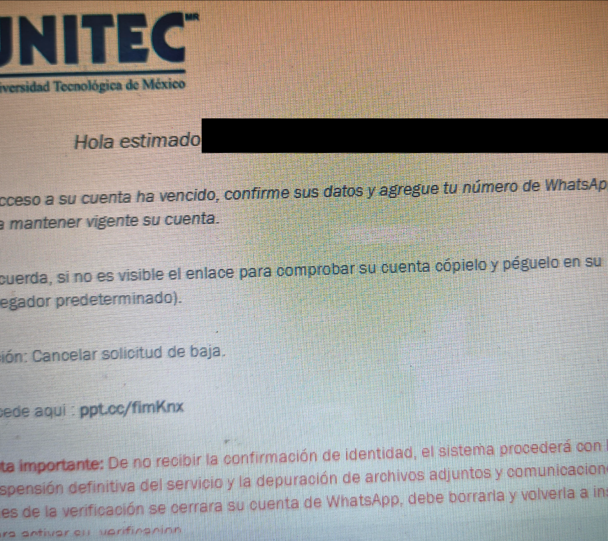 Vulneracion de correos del Unitec