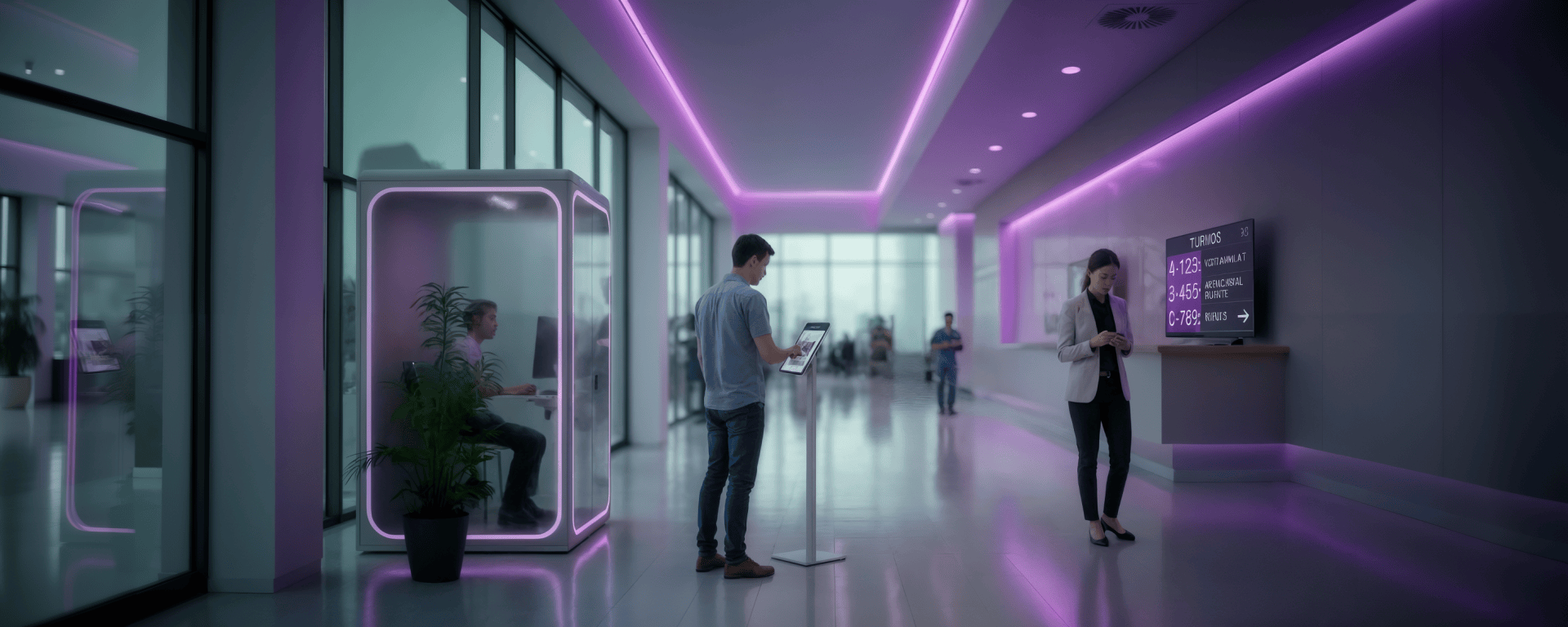 Tecnología en sucursal bancaria
