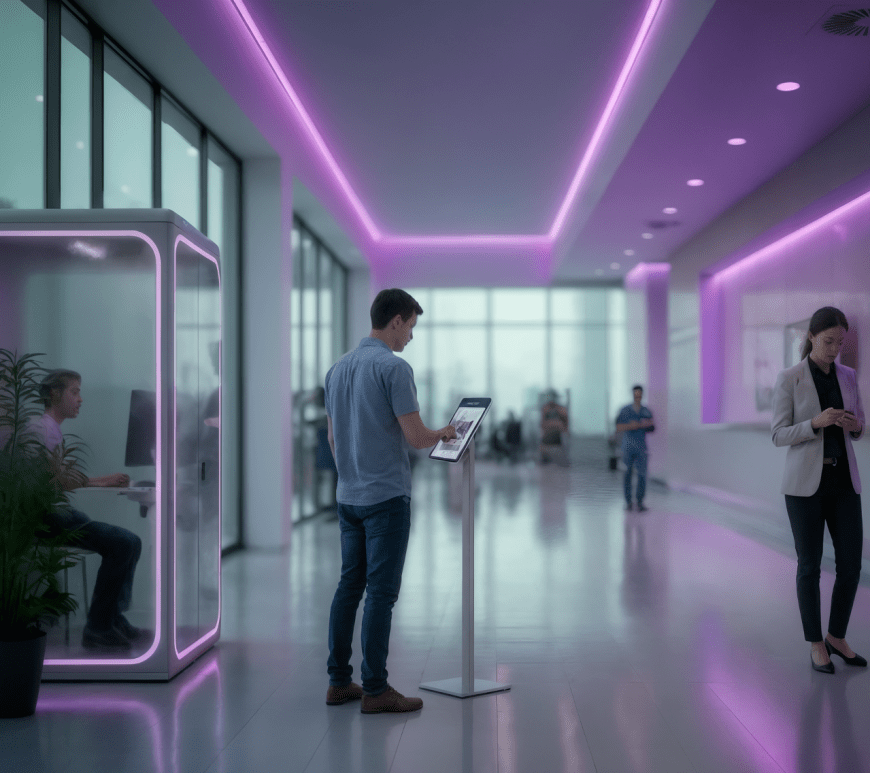 Tecnología en sucursal bancaria