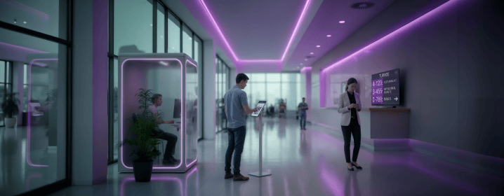 Tecnología en sucursal bancaria