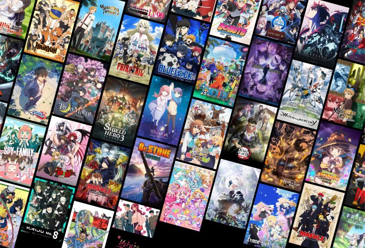 Collage de portadas de varios animes, mostrando una variedad de géneros y estilos artísticos.