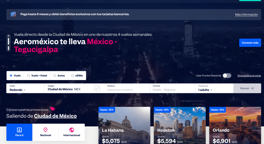 Página de Aeromexico