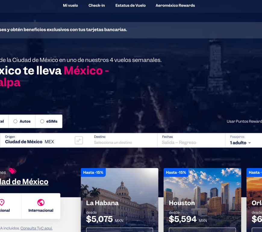 Página de Aeromexico