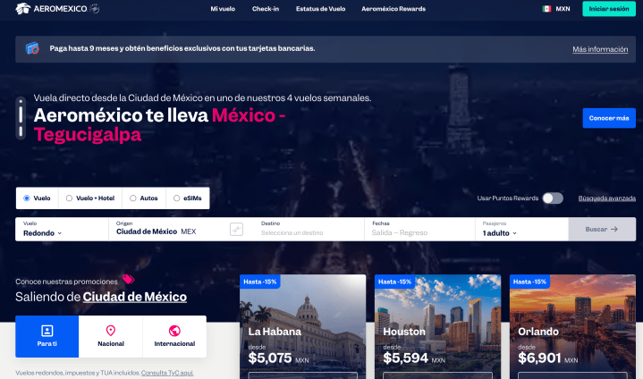 Página de Aeromexico
