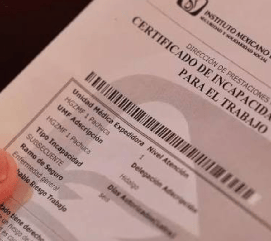 Certificado de incapcacidad del IMSS